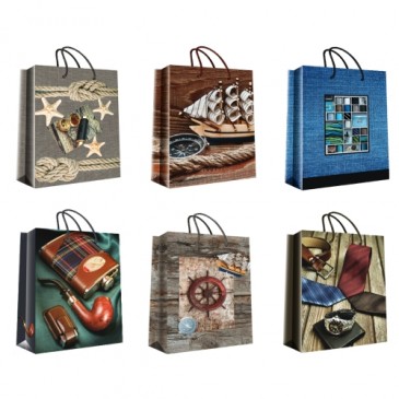 Пакет подарочный 14х20+7см ламинированный "Мужской ассорти" (х20/480), 20 шт/упак